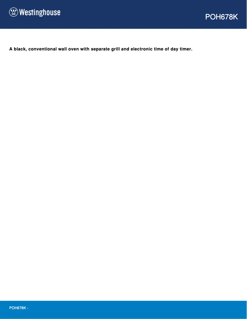 Page 1 de la notice Manuel utilisateur Westinghouse POH678K