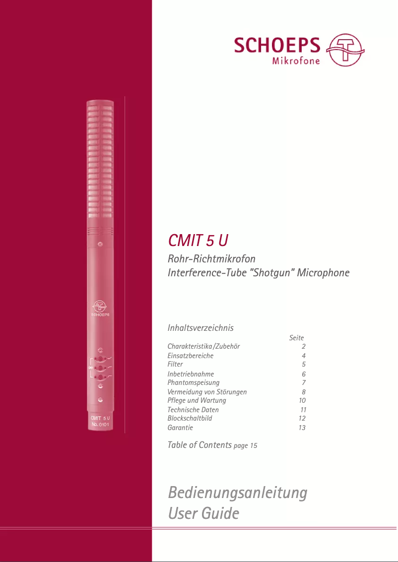 Page n°1 - Manuel utilisateur Schoeps CMIT 5