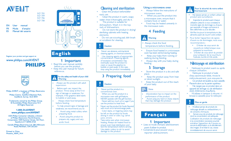 Página 1 del manual Manual de usuario Philips AVENT SCF702