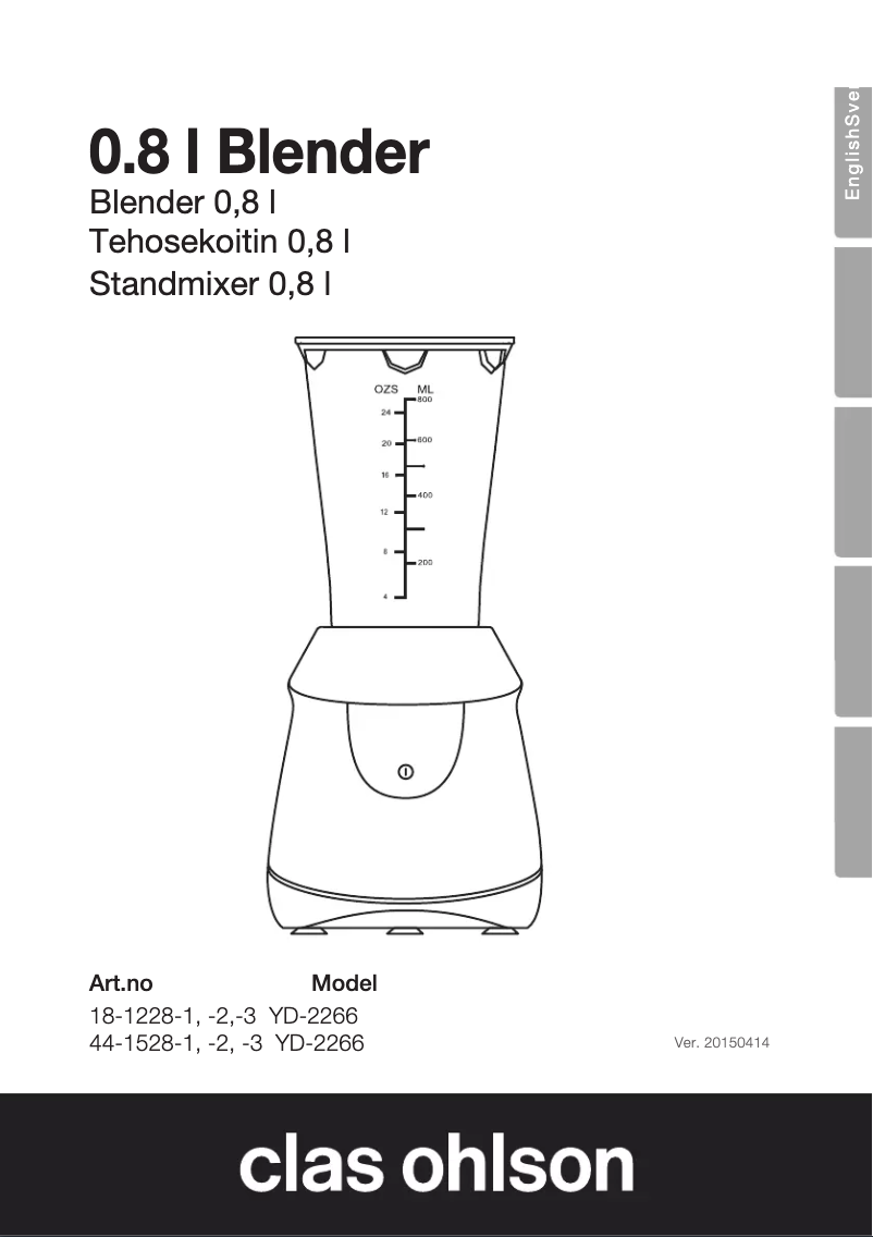 Page 1 de la notice Manuel utilisateur Clas Ohlson YD-2266