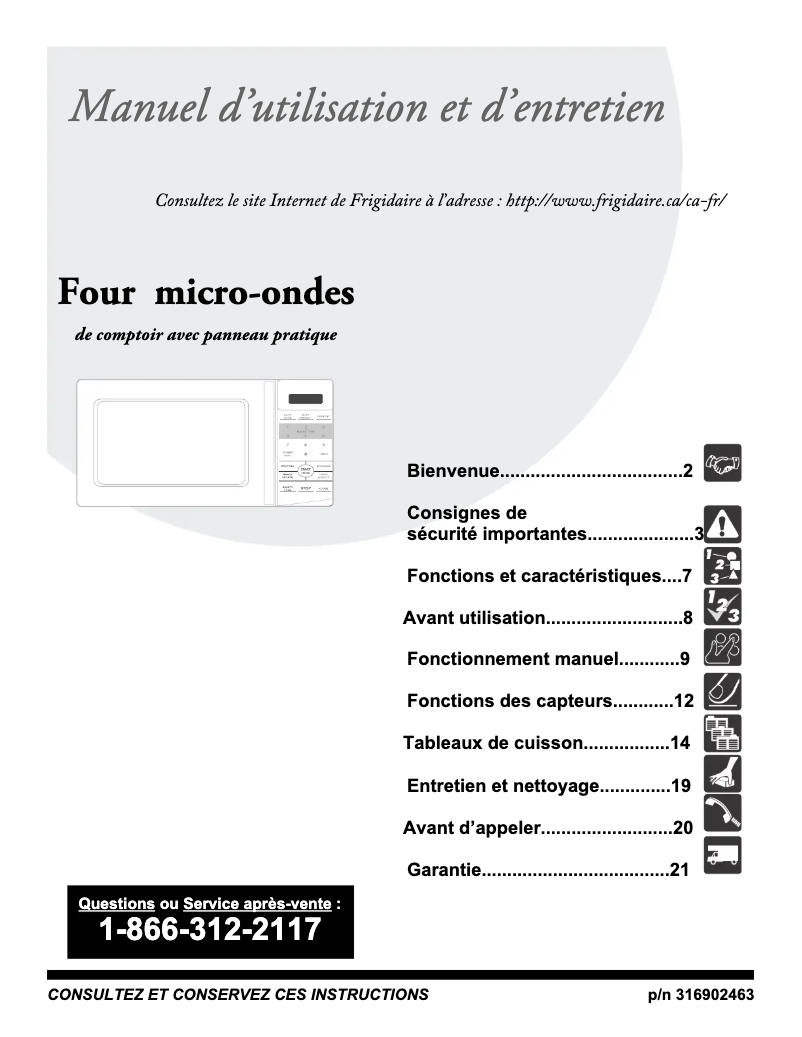 Page n°1 - Manuel utilisateur Frigidaire FFCE1638LW