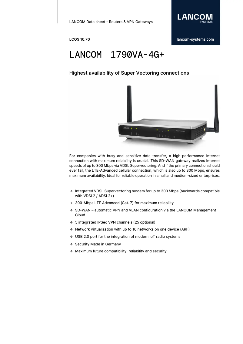 Page n°1 - Fiche technique Lancom 1790VA-4G+