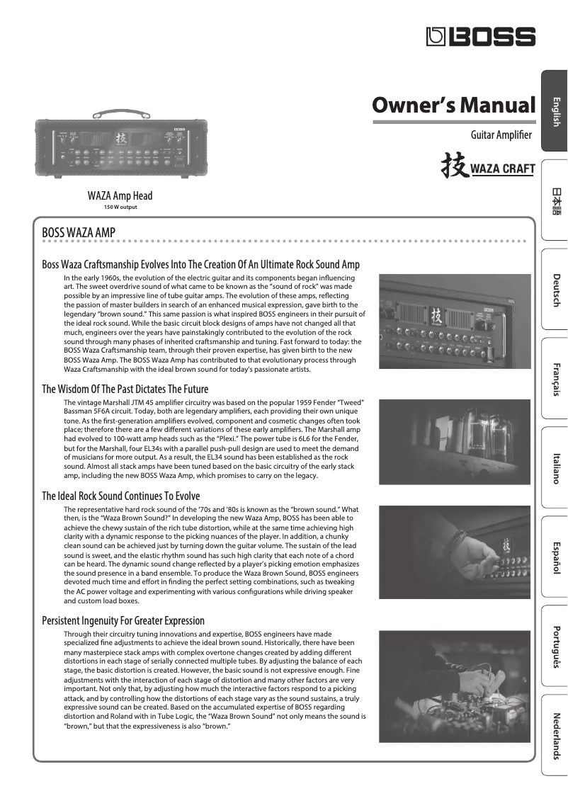 Image de la première page du manuel de l'appareil WAZA Amp Head