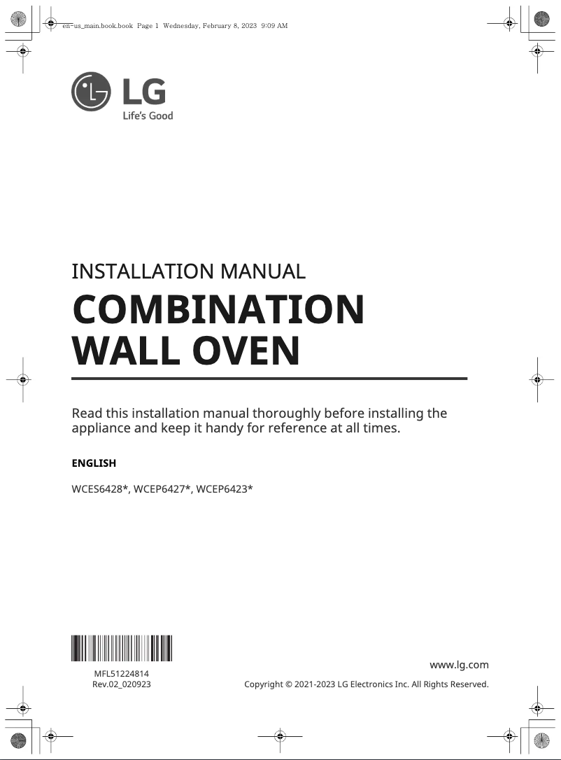 Page n°1 - Guide d'installation LG WCEP6427F