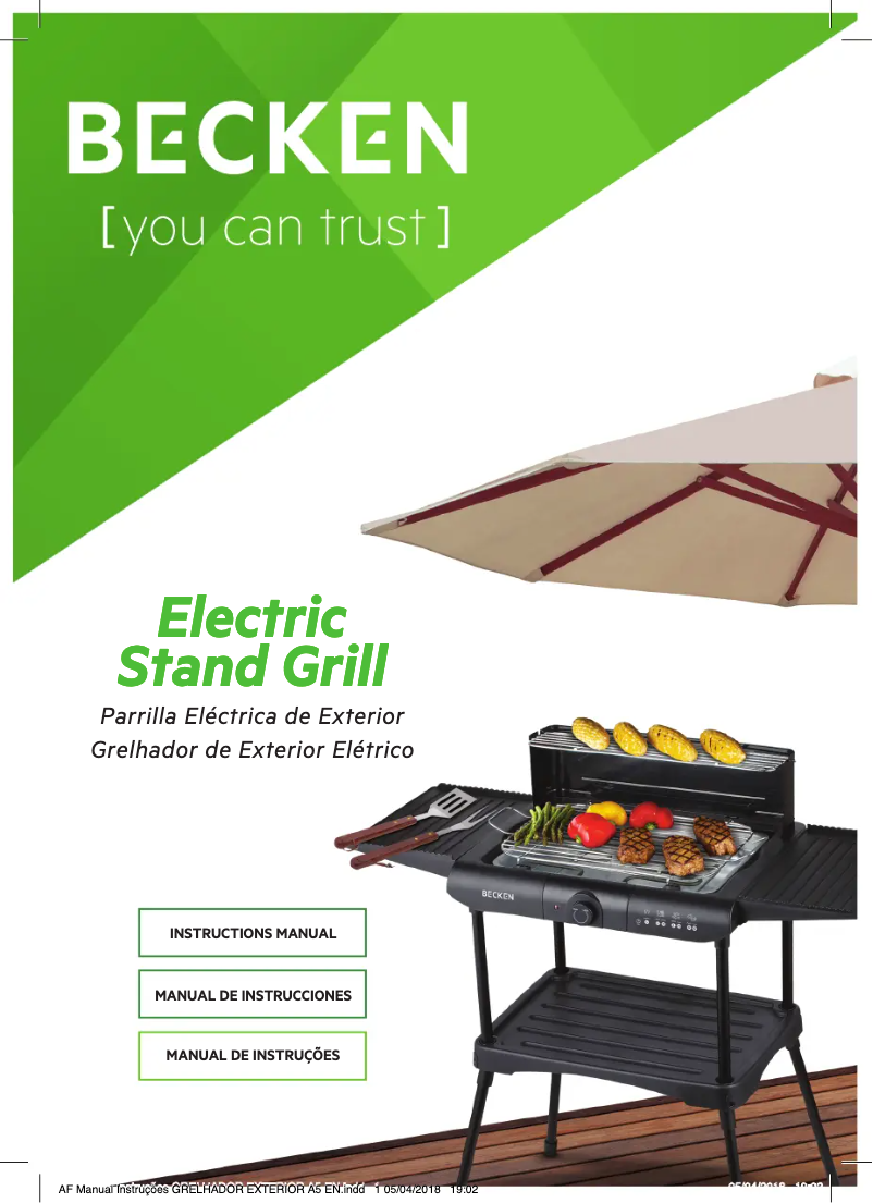 Page 1 de la notice Manuel utilisateur Becken BBG3963