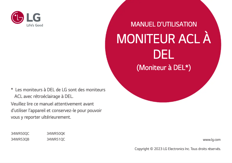 Page n°1 - Manuel utilisateur LG 34WR50QC