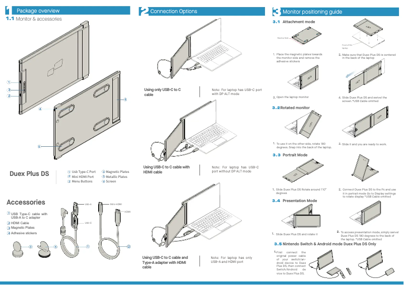 Page 1 de la notice Manuel utilisateur Mobile Pixels Duex Plus DS
