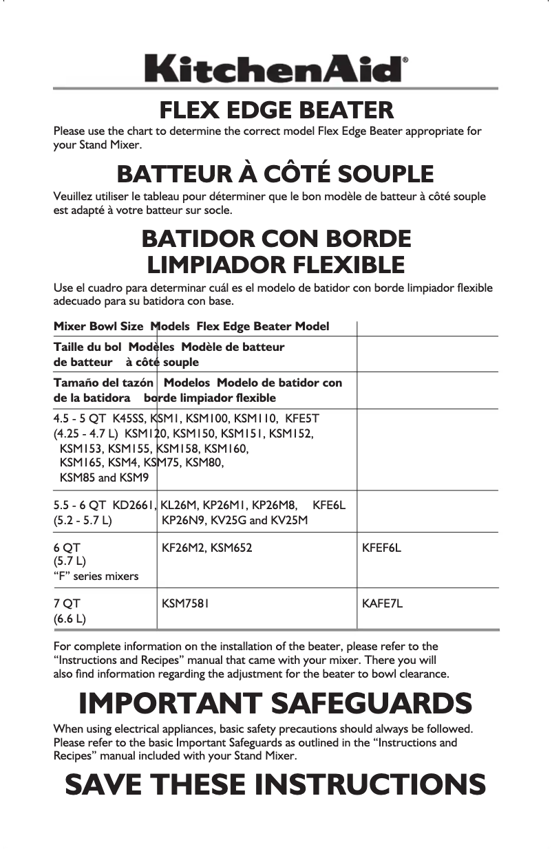Page 1 de la notice Manuel utilisateur KitchenAid KFE5T