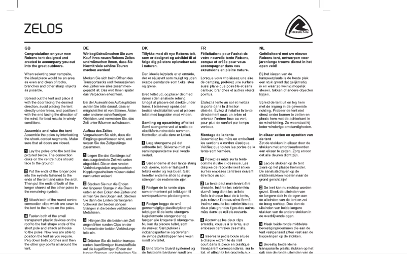 Page n°1 - Manuel utilisateur Robens Zelos