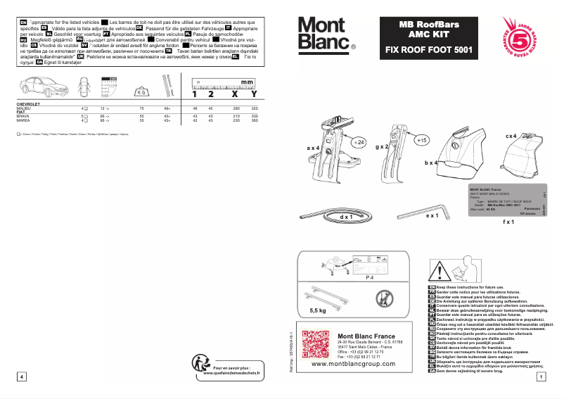 Page 1 de la notice Manuel utilisateur Mont Blanc AMC 5001