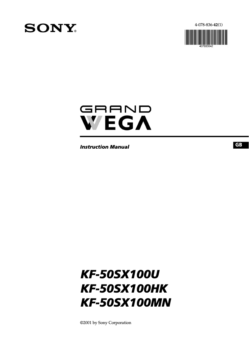 Page n°1 - Manuel utilisateur Sony KF-50SX100U
