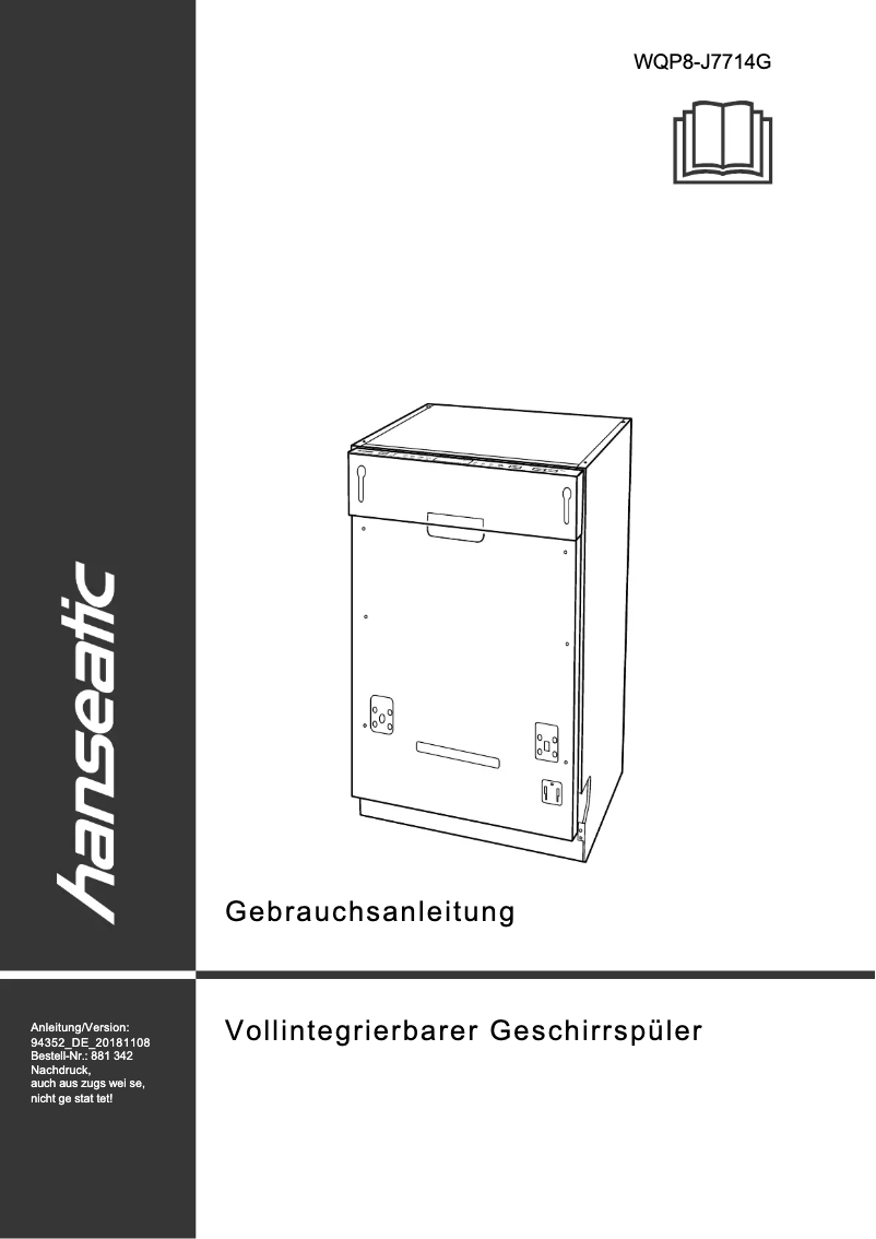 Image de la première page du manuel de l'appareil WQP8-J7714G