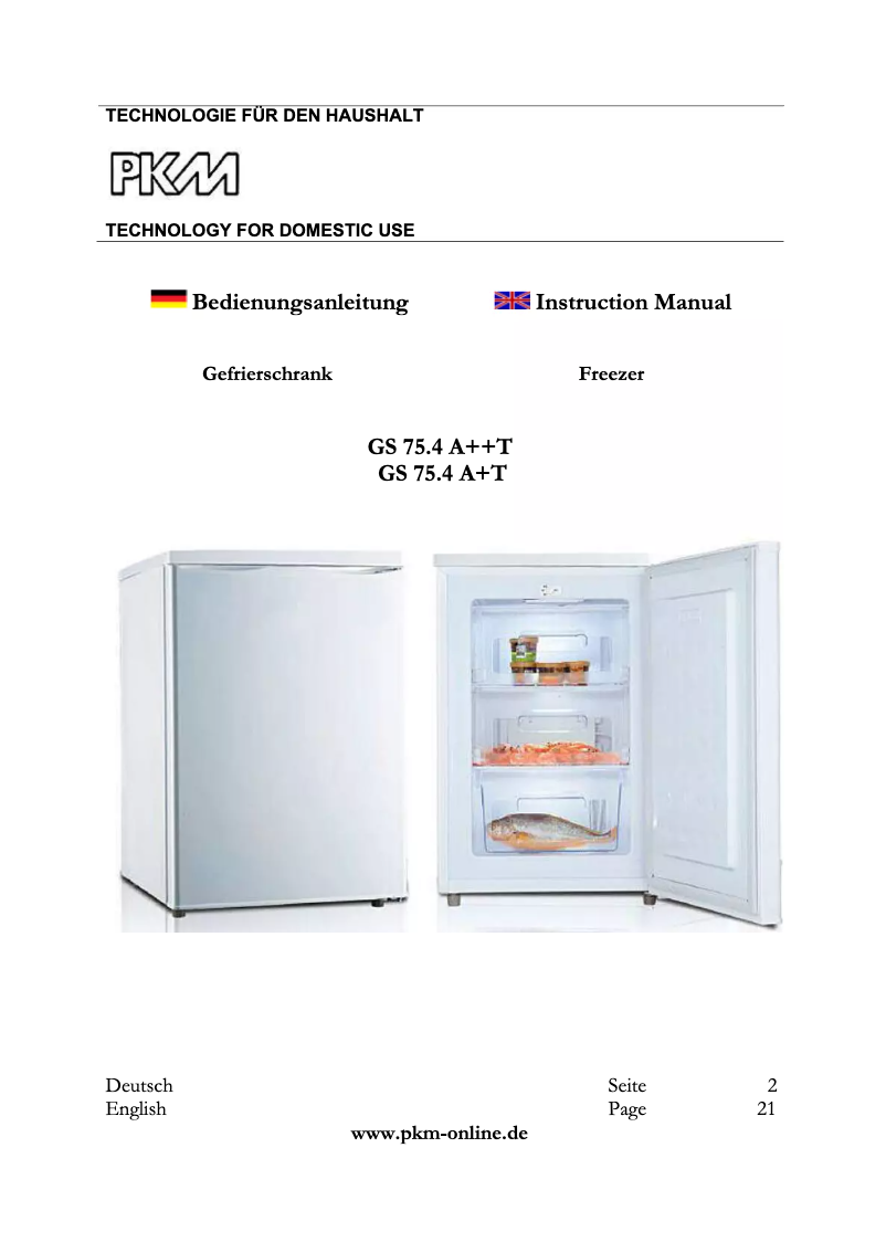 Page 1 de la notice Manuel utilisateur PKM GS75.4A++T