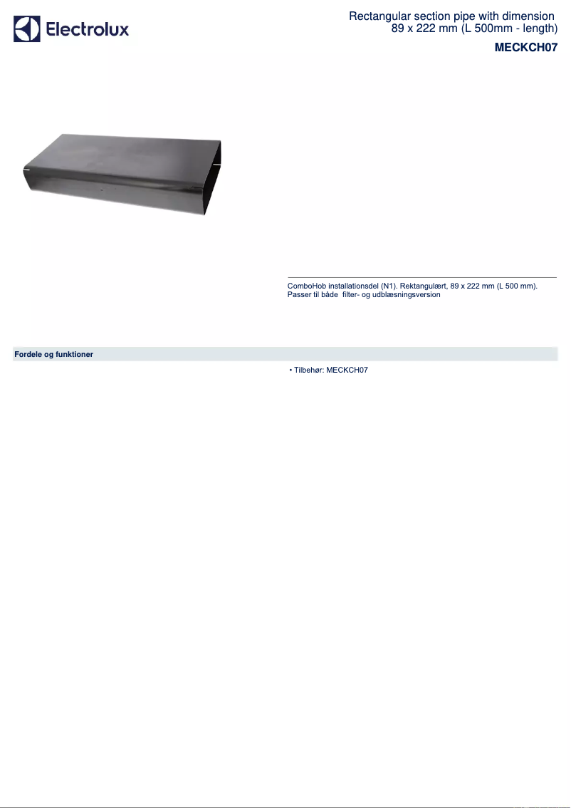 Página 1 del manual Ficha técnica AEG MECKCH07