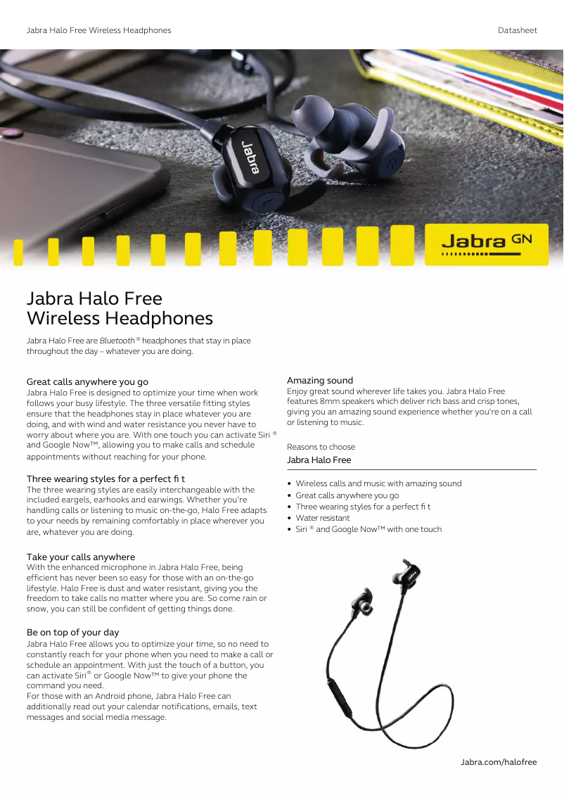 Page n°1 - Fiche technique Jabra Halo Free