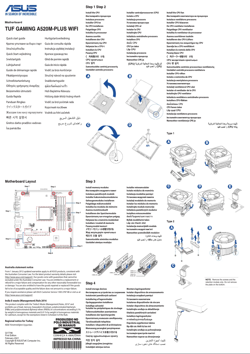 Image de la première page du manuel de l'appareil TUF Gaming A520M-Plus WIFI