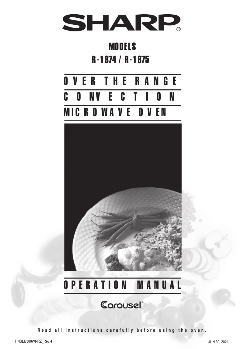 Page 1 de la notice Manuel utilisateur Sharp R1874TY