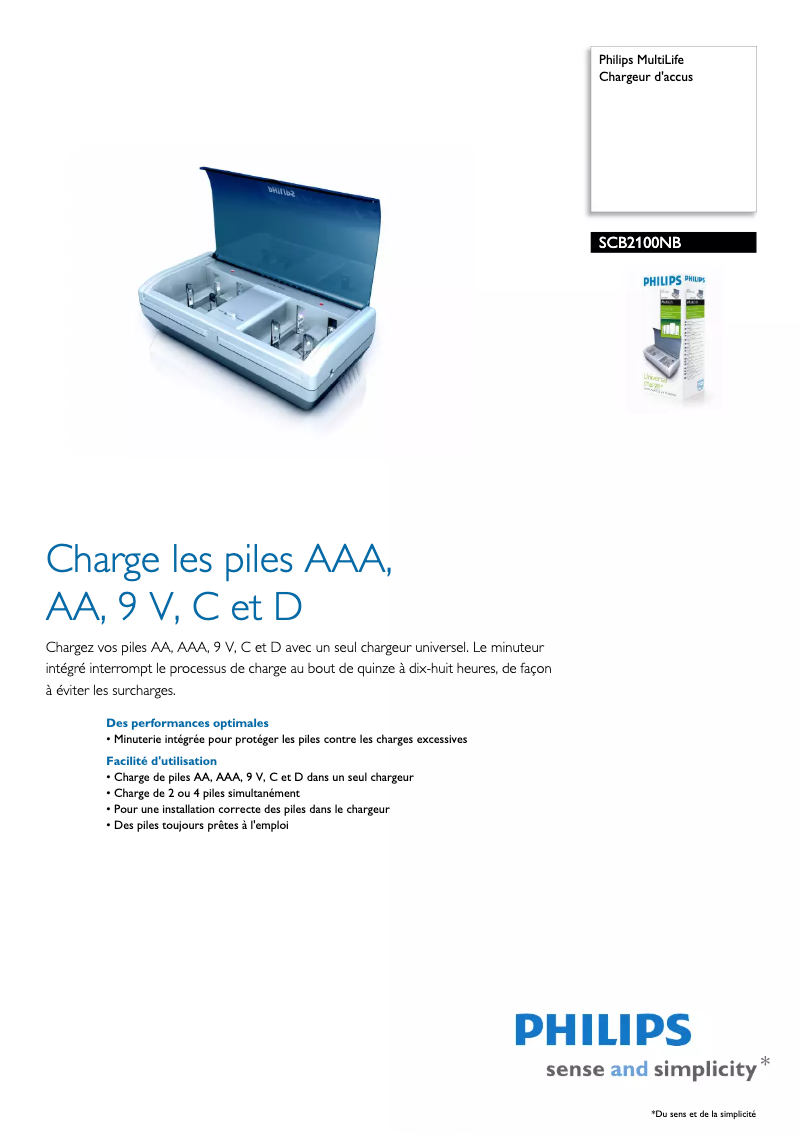 Page n°1 - Fiche technique Philips MultiLife SCB2100NB