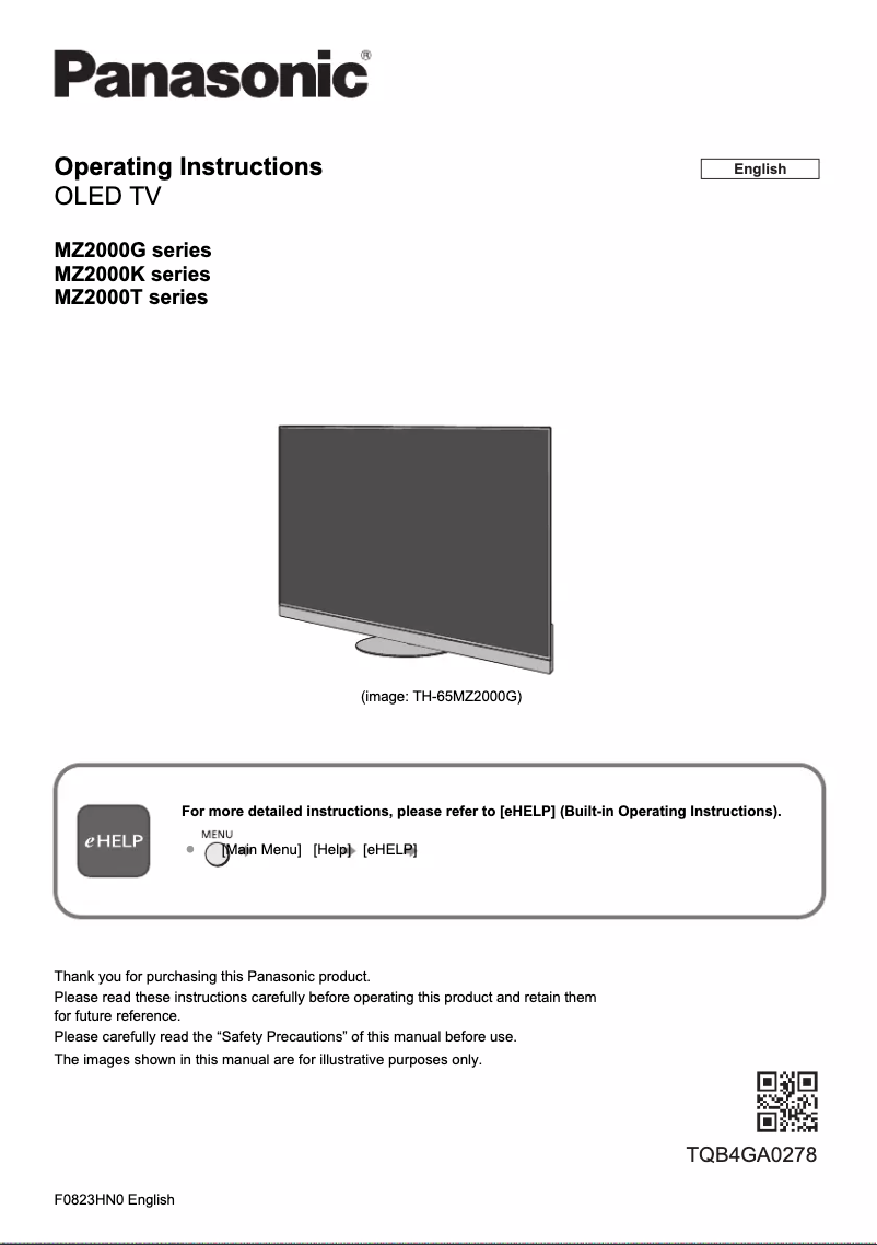 Page n°1 - Manuel utilisateur Panasonic TH-65MZ2000G