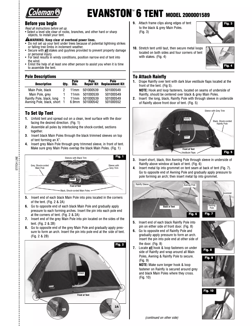 Página 1 del manual Manual de usuario Coleman Evanston
