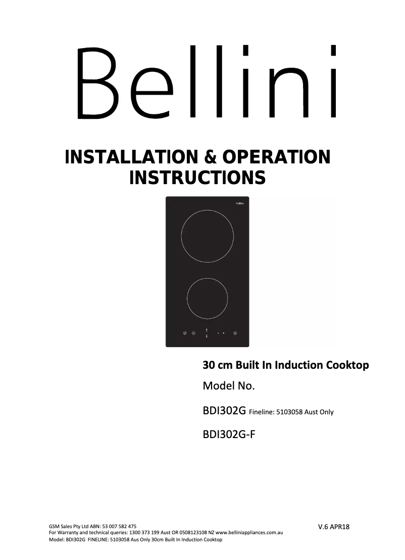 Page n°1 - Manuel utilisateur Bellini BDI302G-F