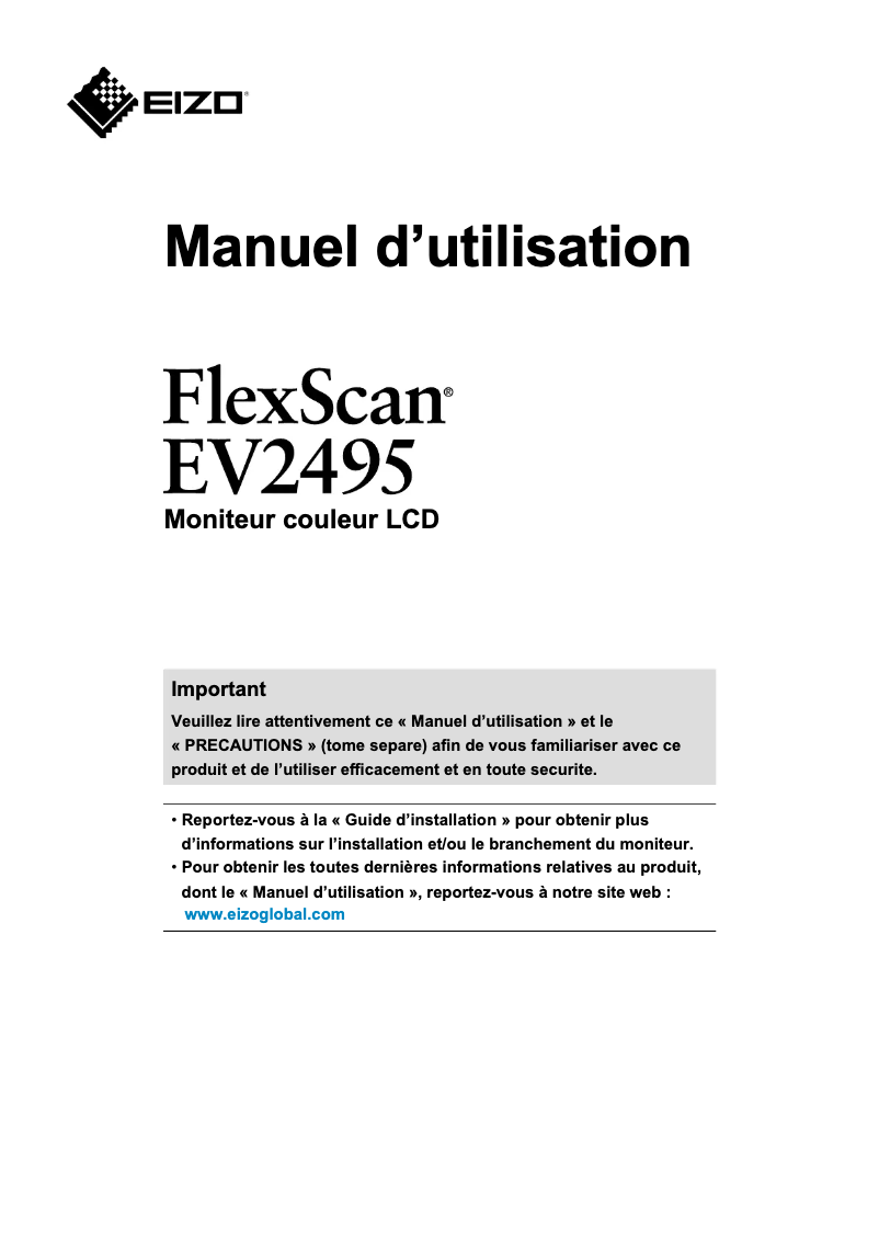 Page n°1 - Manuel utilisateur Eizo EV2495
