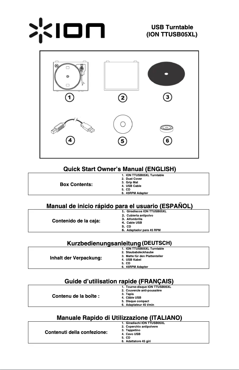 Page n°1 - Manuel utilisateur ION TTUSB05XL