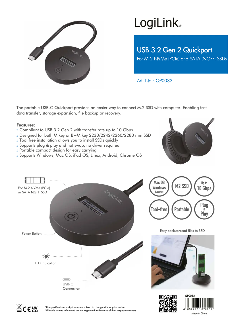 Page 1 of the manual User Manual LogiLink QP0032