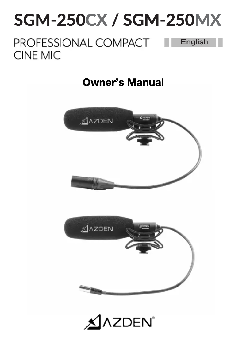 Page 1 of the manual User Manual Azden SGM-250MX