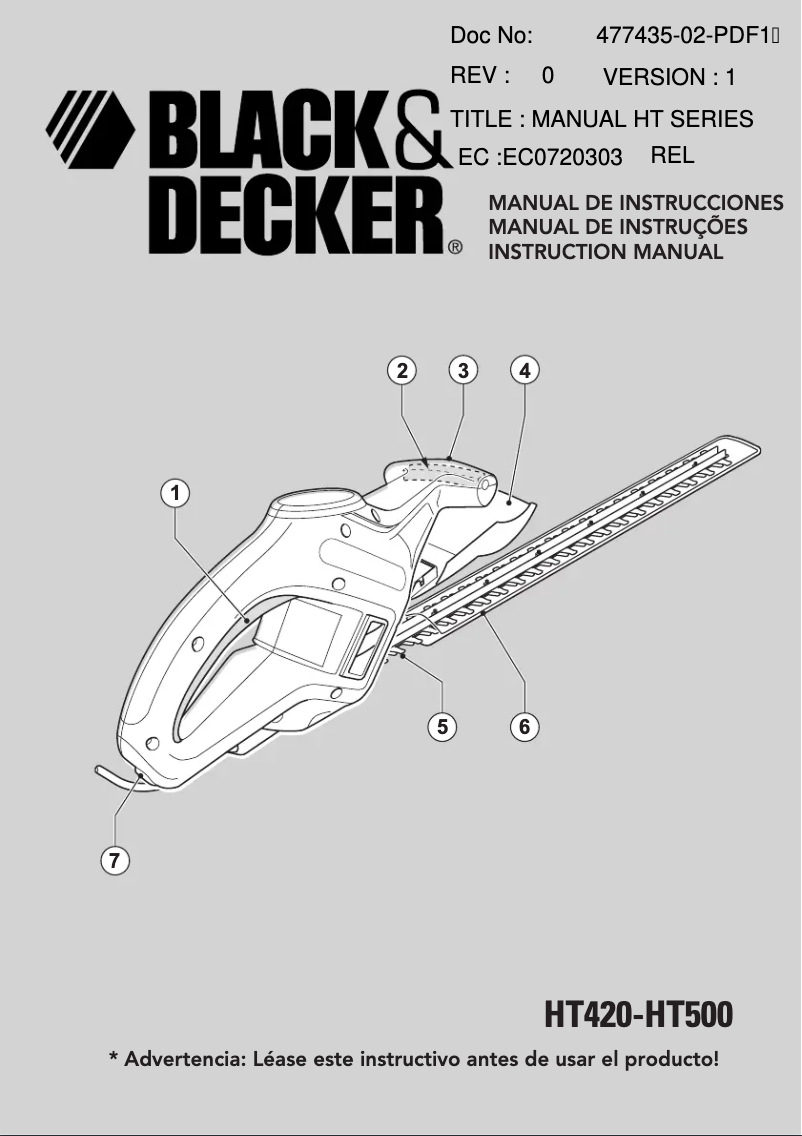 Page n°1 - Manuel utilisateur Black & Decker HT420