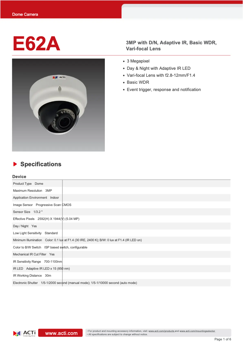 Image de la première page du manuel de l'appareil E62A