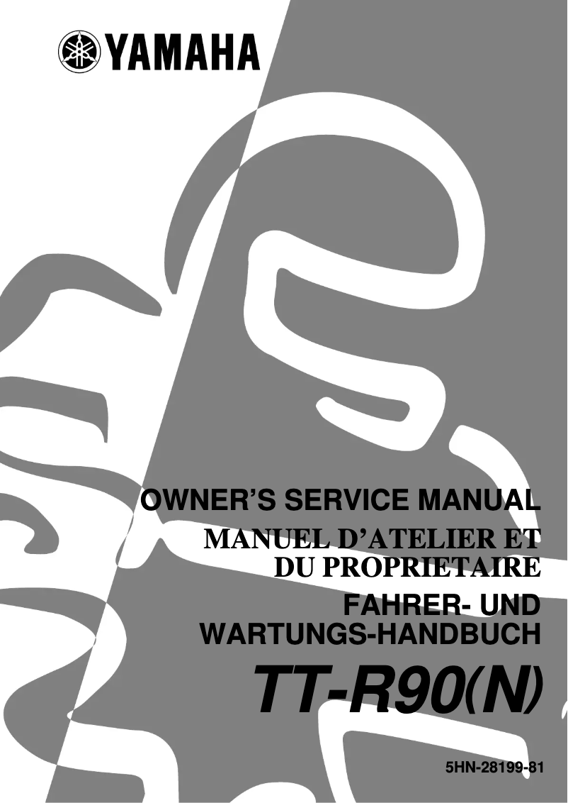 Page n°1 - Manuel utilisateur Yamaha TT-R90 (2000)