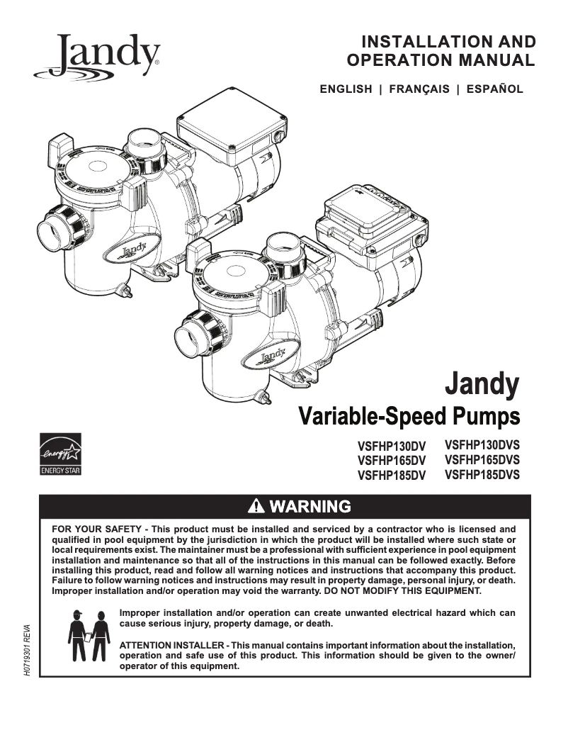 Page n°1 - Manuel utilisateur JANDY VSFHP165DVS