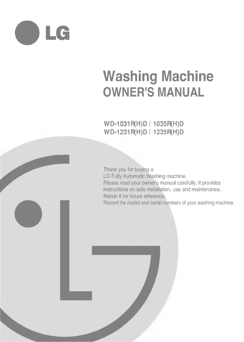 Page n°1 - Manuel utilisateur LG WD-1031RD