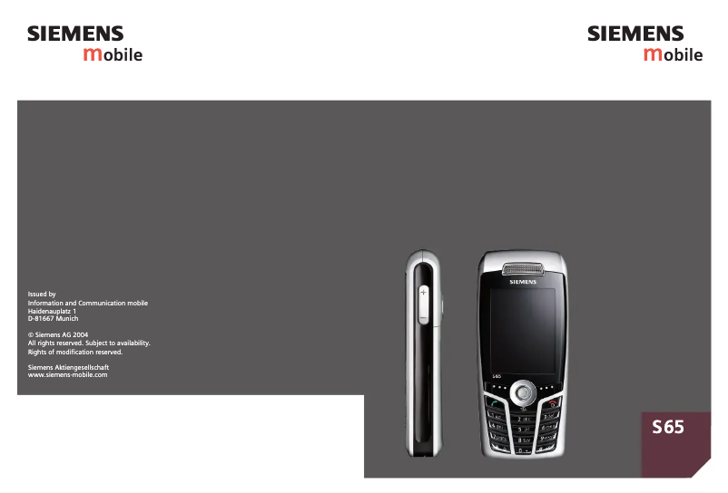 Image de la première page du manuel de l'appareil S65