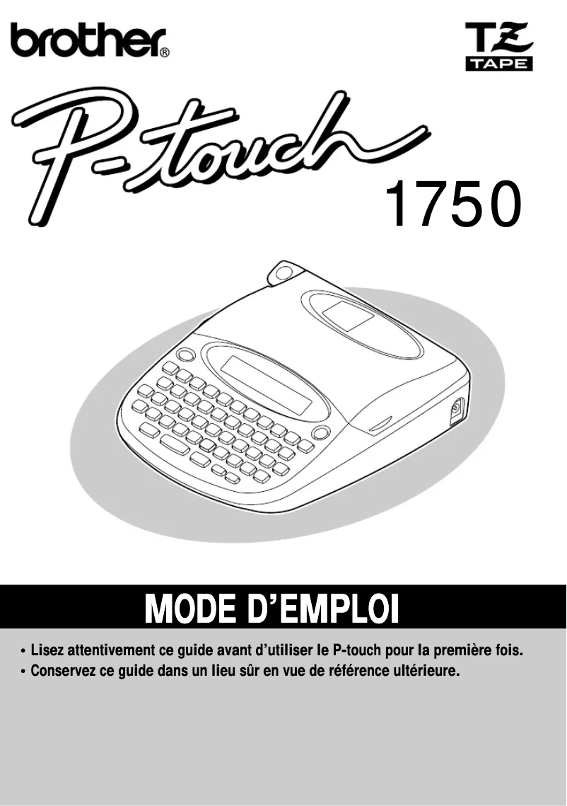 Page n°1 - Manuel utilisateur Brother P-touch PT-1750