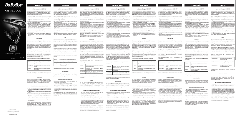 Page n°1 - Manuel utilisateur BaByliss Retra Cord 2000