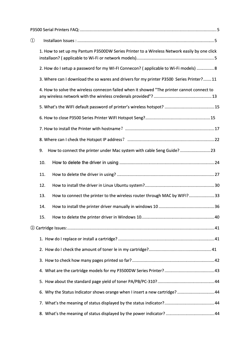 Page 1 de la notice FAQ Pantum P3500DW