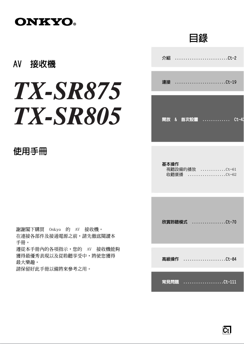 Page n°1 - Manuel utilisateur Onkyo TX-SR805