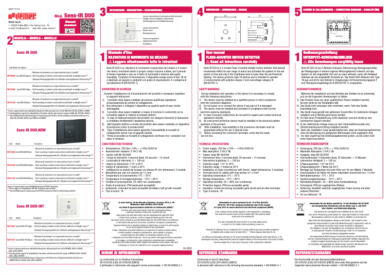 Página 1 del manual Manual de usuario Vemer Sens IR DUO