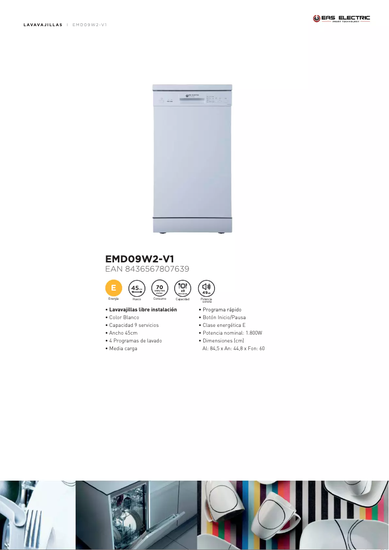 Page 1 de la notice Fiche technique EAS Electric EMD09W2-V1