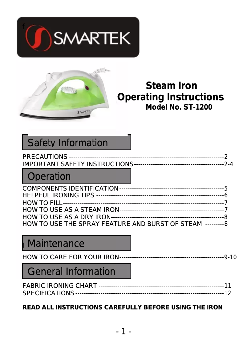 Page 1 de la notice Manuel utilisateur Smartek ST-1200R