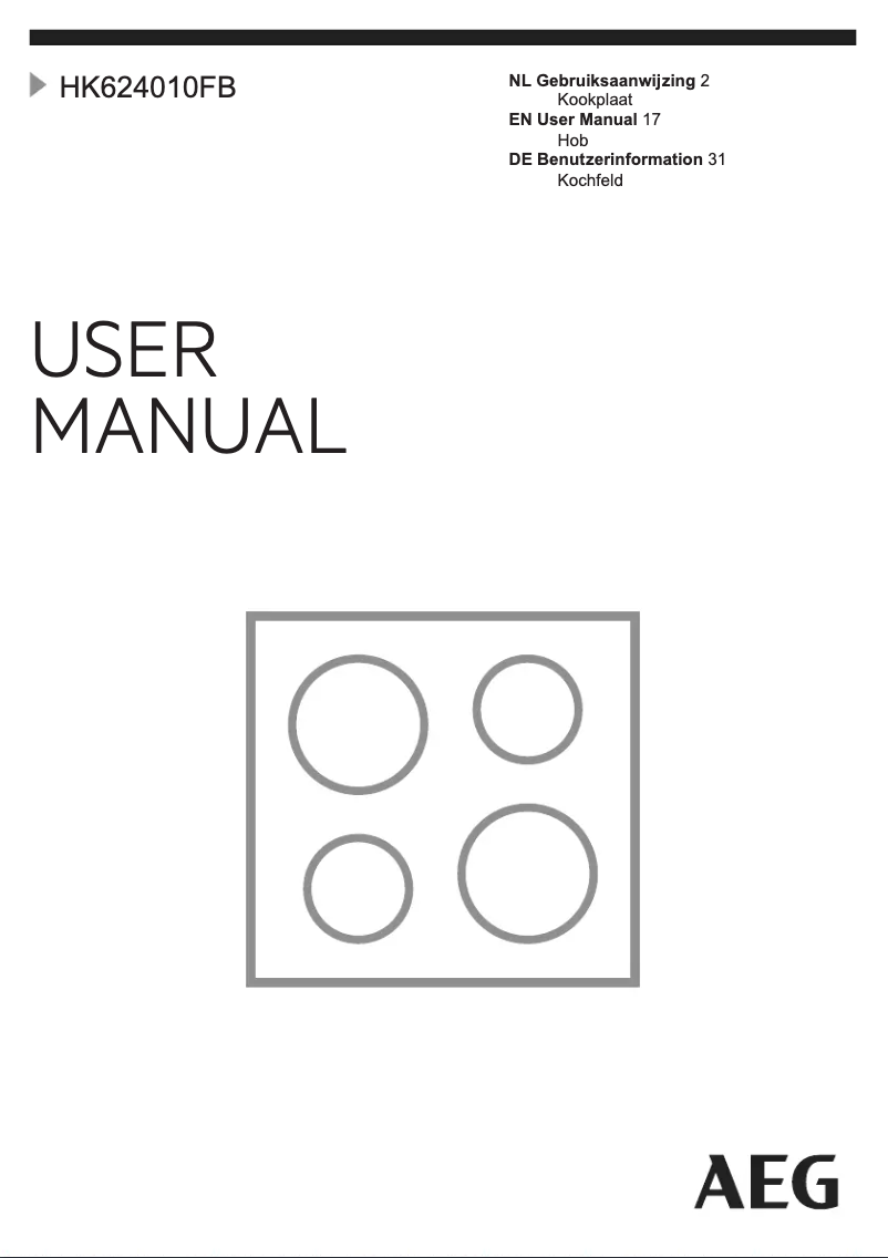 Page n°1 - Manuel utilisateur AEG HK624010FB