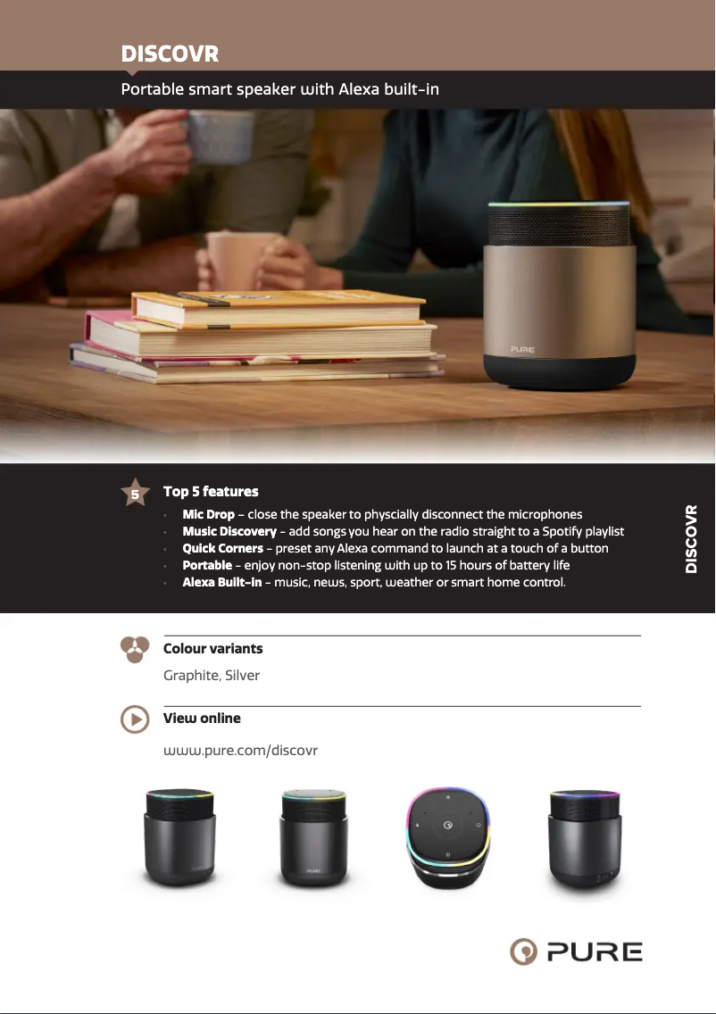 Page 1 de la notice Fiche technique Pure DiscovR