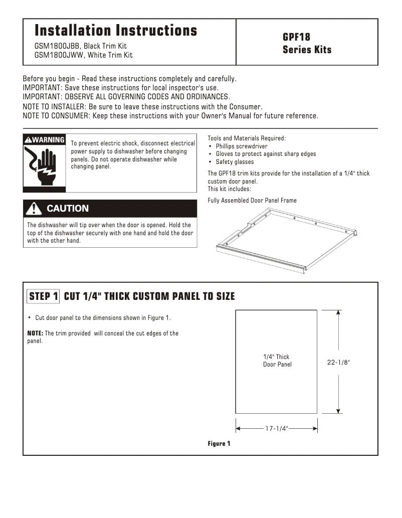 Page 1 de la notice Manuel utilisateur GE GPF18W