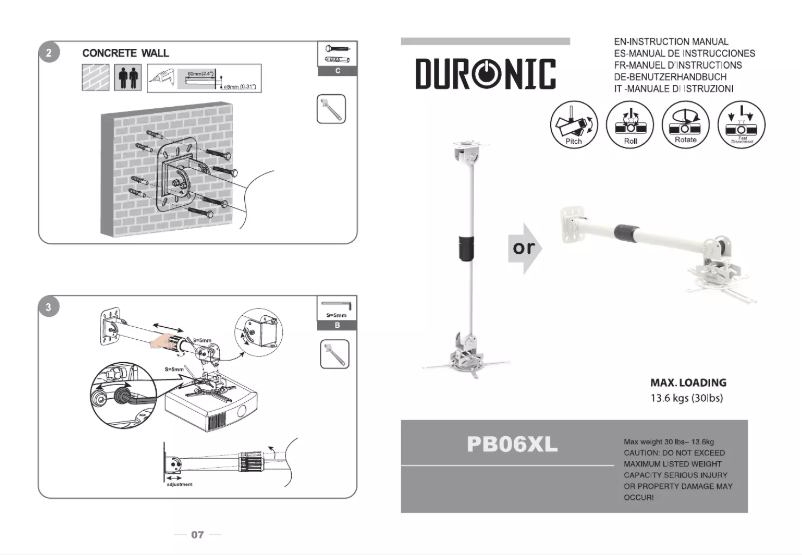 Page 1 de la notice Manuel utilisateur Duronic PB06XL