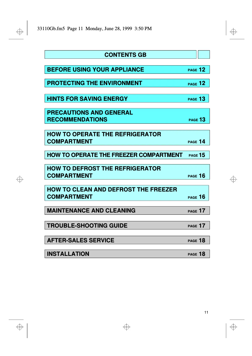 Page 1 de la notice Manuel utilisateur Whirlpool ARC 3610