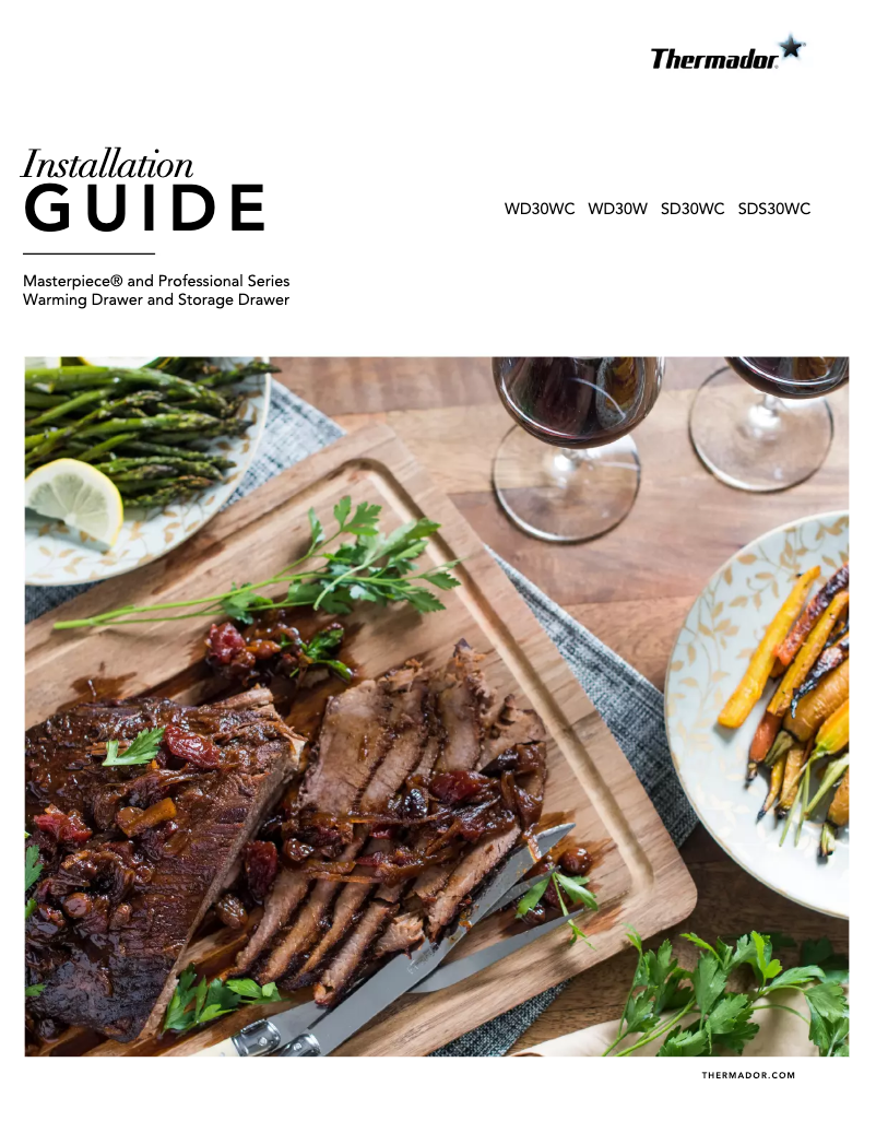 Page 1 de la notice Guide d'installation Thermador SD30WC