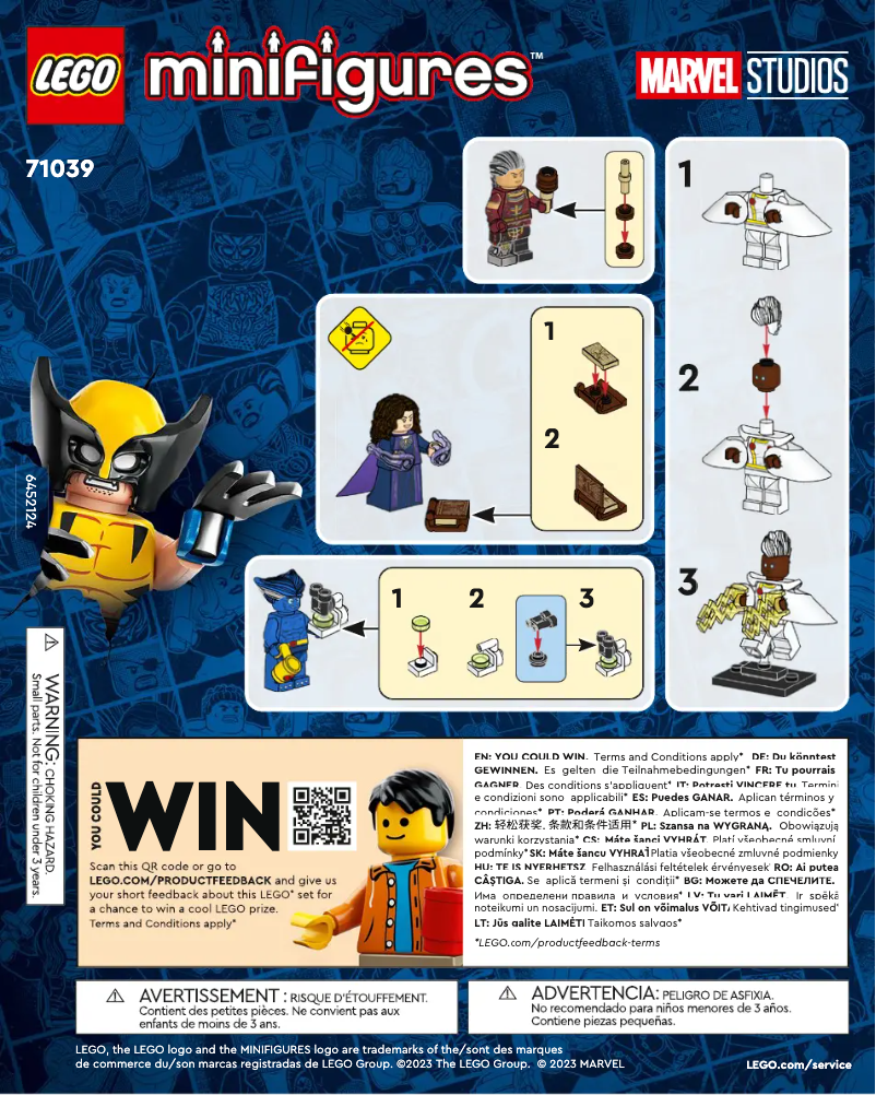 Image de la première page du manuel de l'appareil Minifigures Marvel Studios 71039