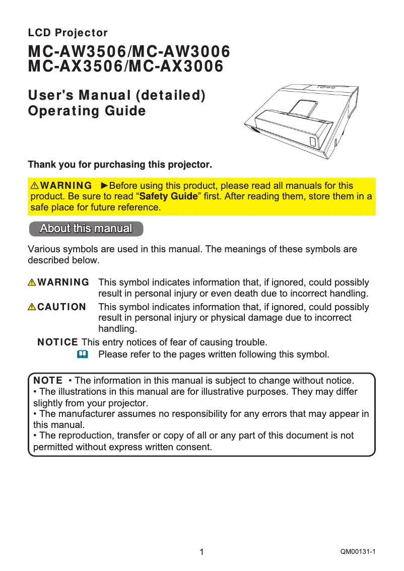 Image de la première page du manuel de l'appareil MCAW3506